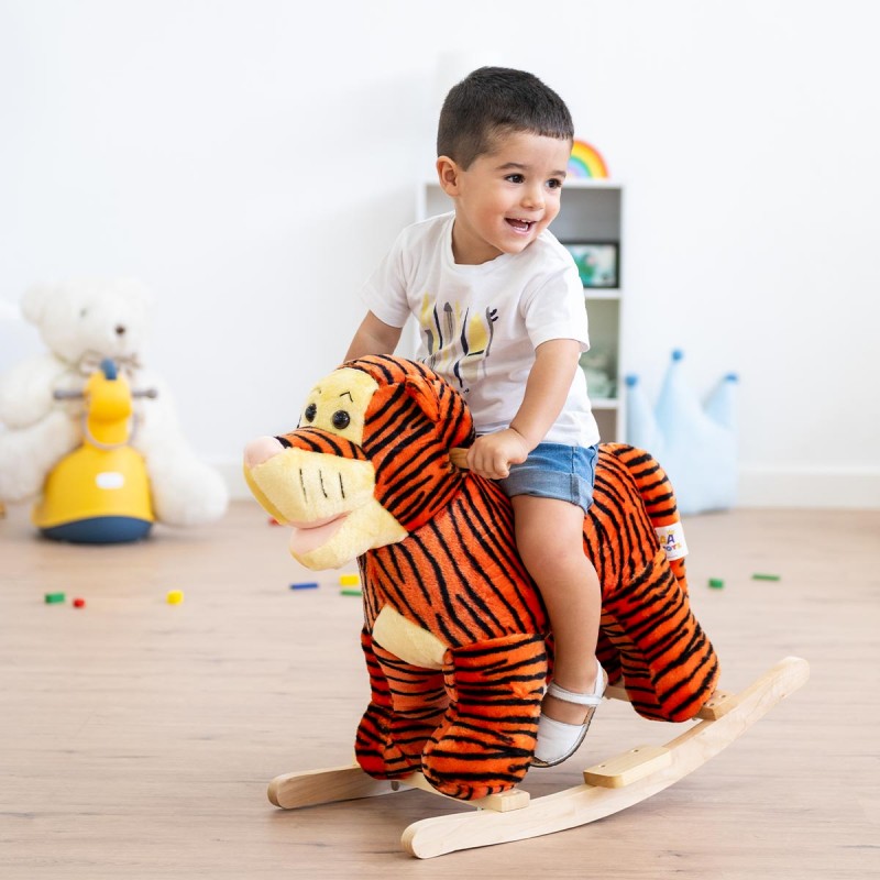 Cavallo rocker Tiger con musica e base di legno Il cavallo a dondol