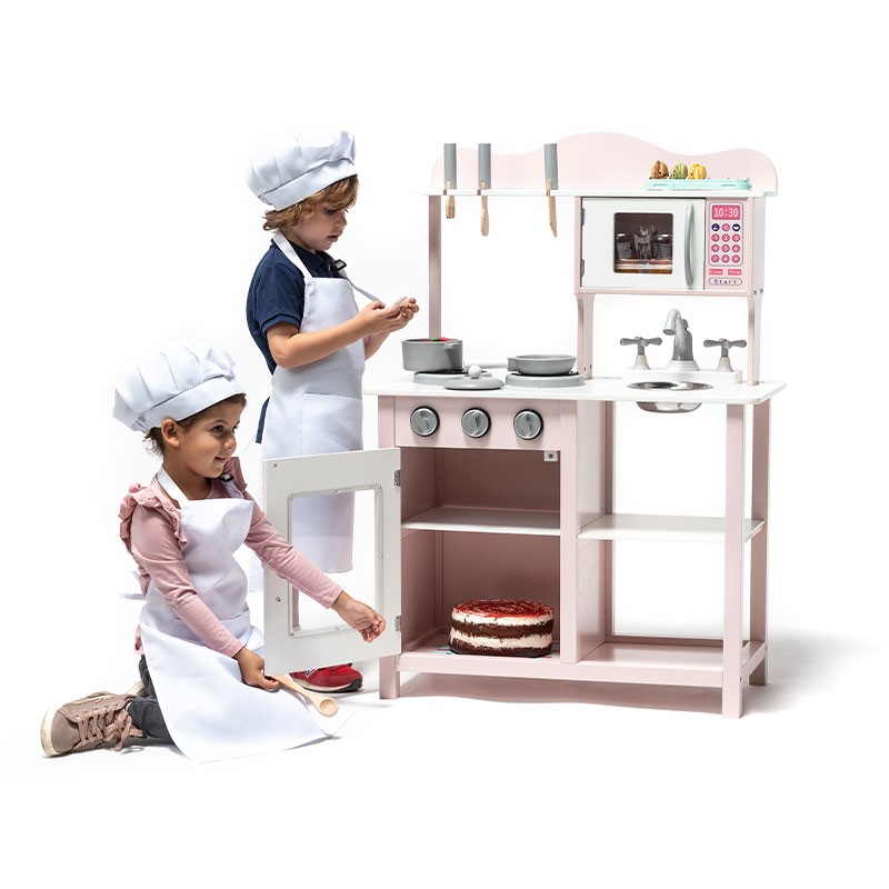 Cucina giocattolo di legno per bambini e bambine con elettrodomesti