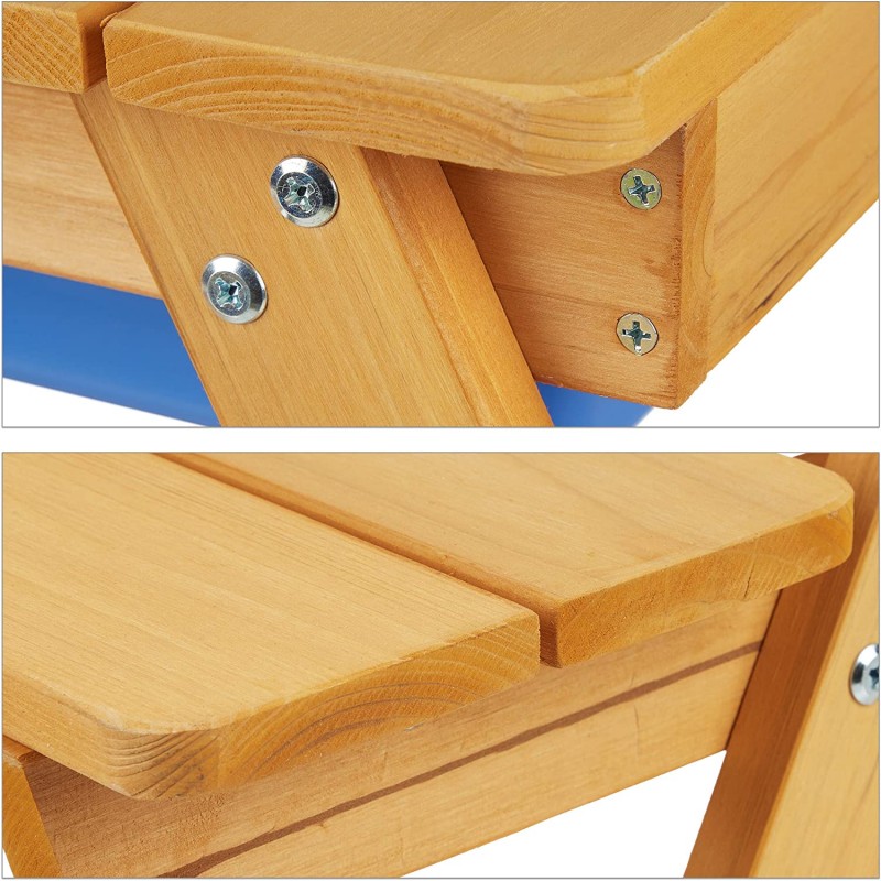 Gardenised Tavolo Da Picnic In Legno Per Bambini, Outdoor, Per Giardino E Cortile, Resistente, Capacità 99,8 Kg, Dimensioni 78,7x88,9x50,8 Cm - 6