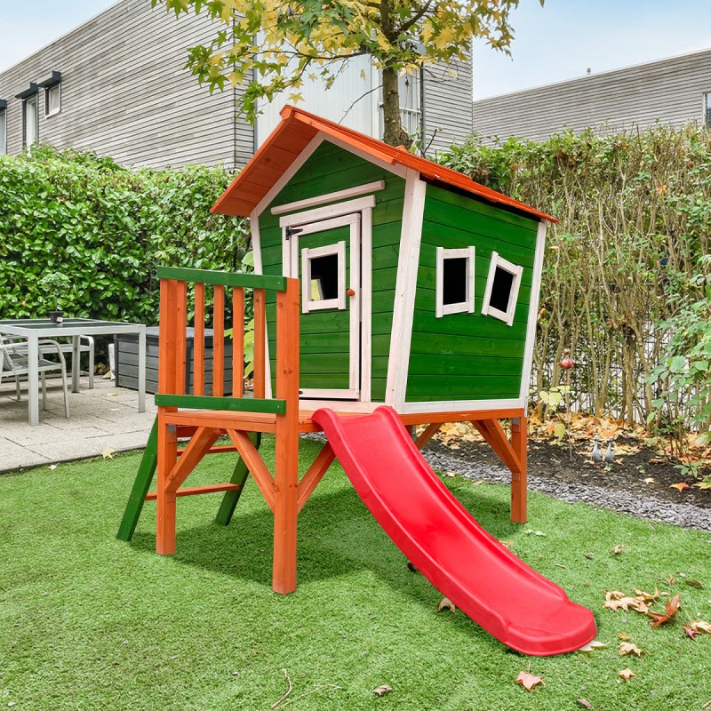 Casa per bambini Diversity con scivolo e realizzata in legno FSC Ma